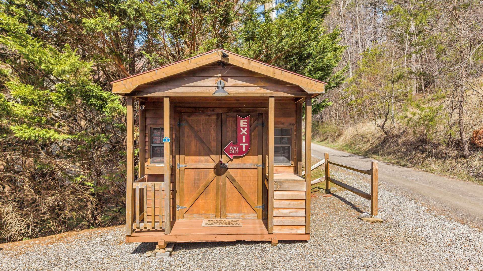 Storage shed currently used as workout room