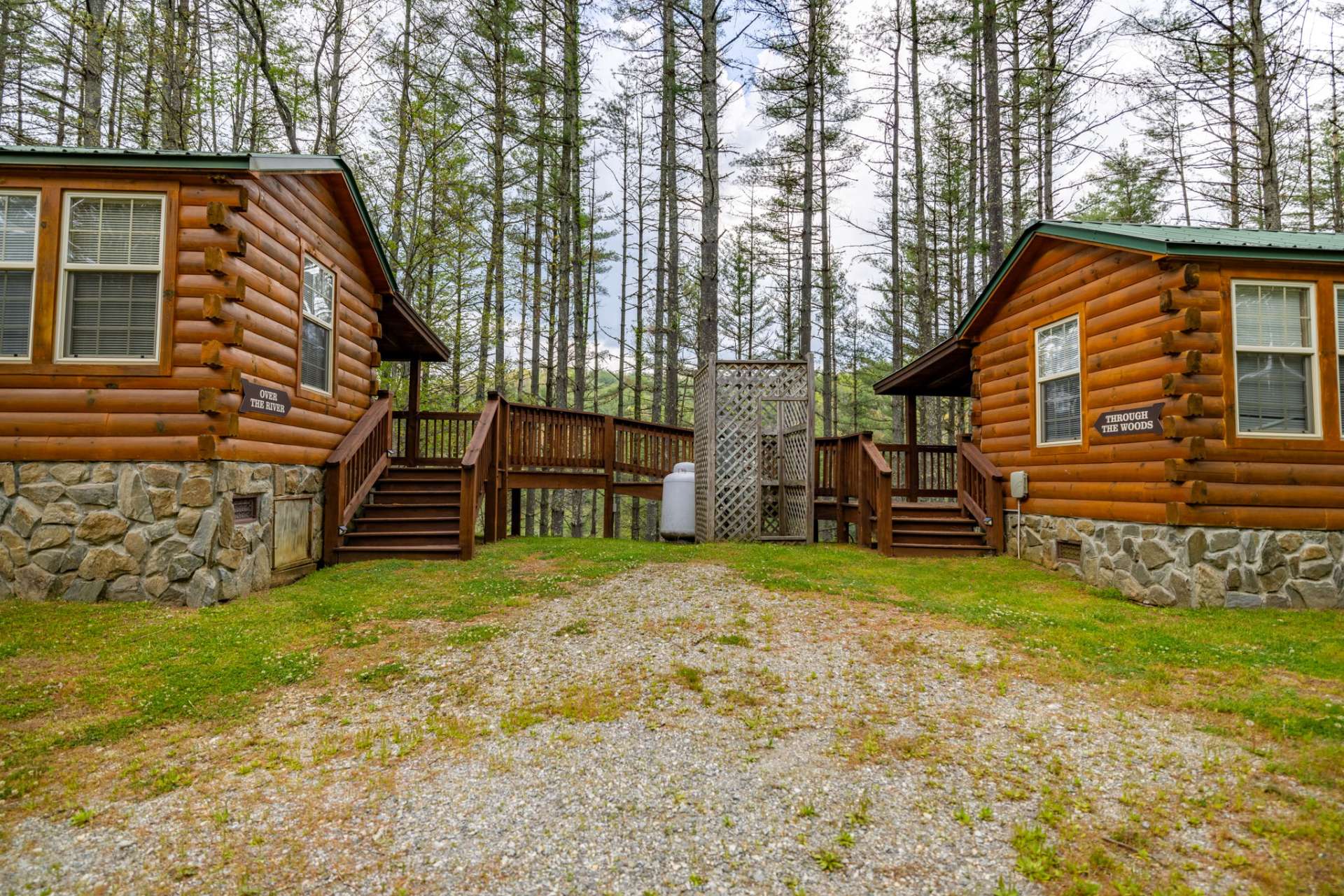 The driveway entrance to your cabins