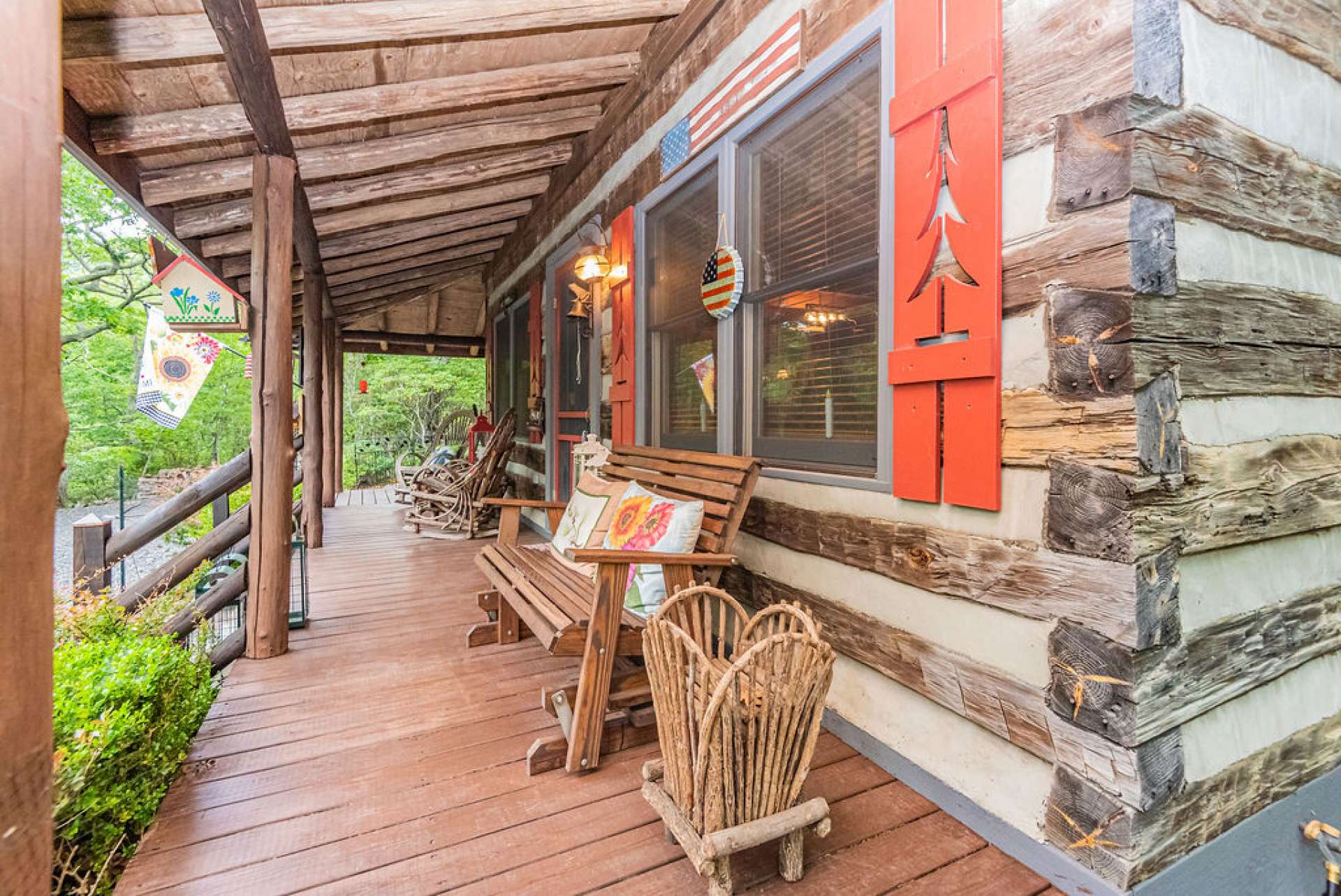 Greeting your family, friends, and neighbors will never be more exciting than from your mountain cabin front porch!