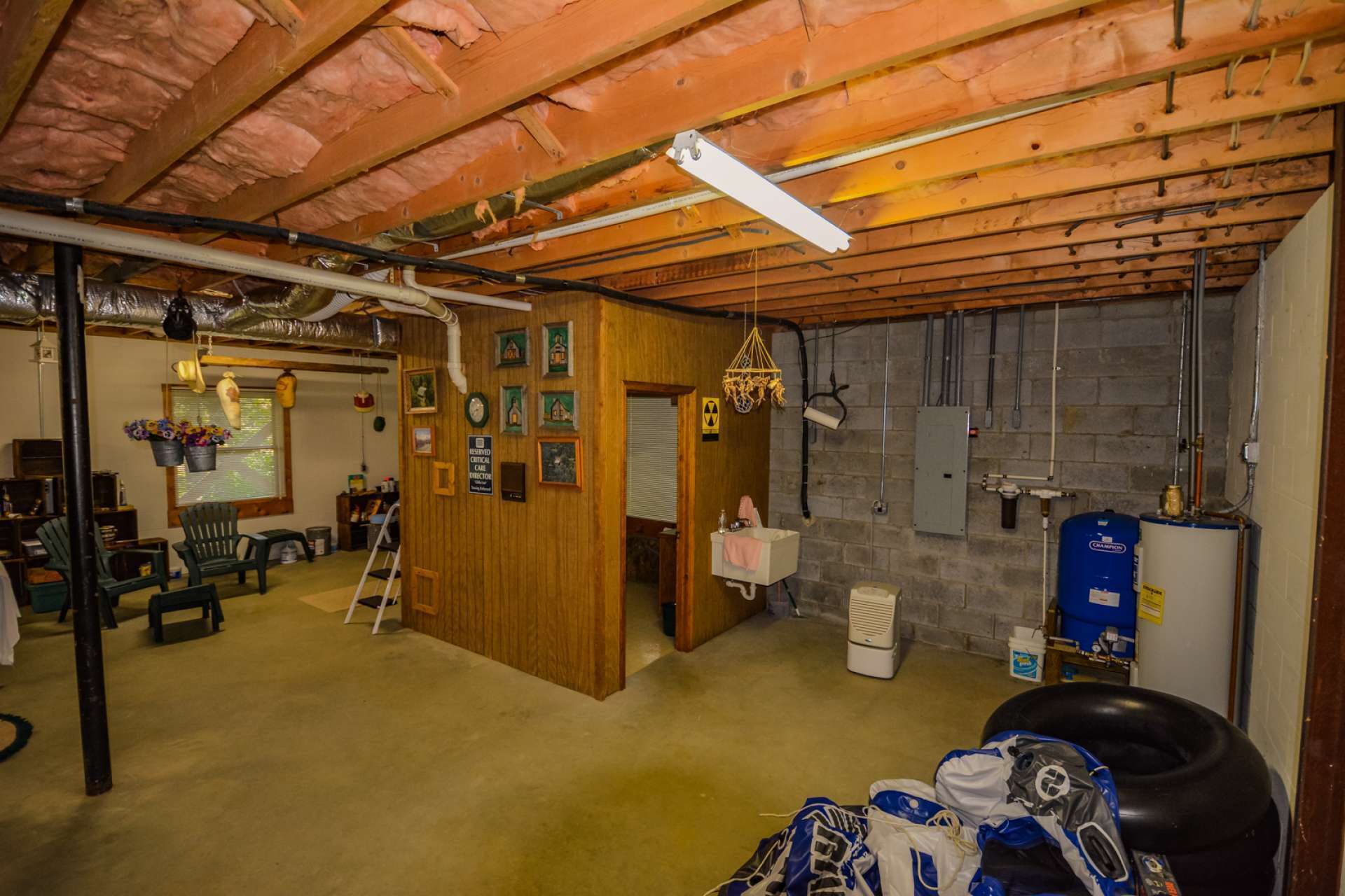 The full walk-out lower level offers plenty of expansion potential or storage and workshop space.