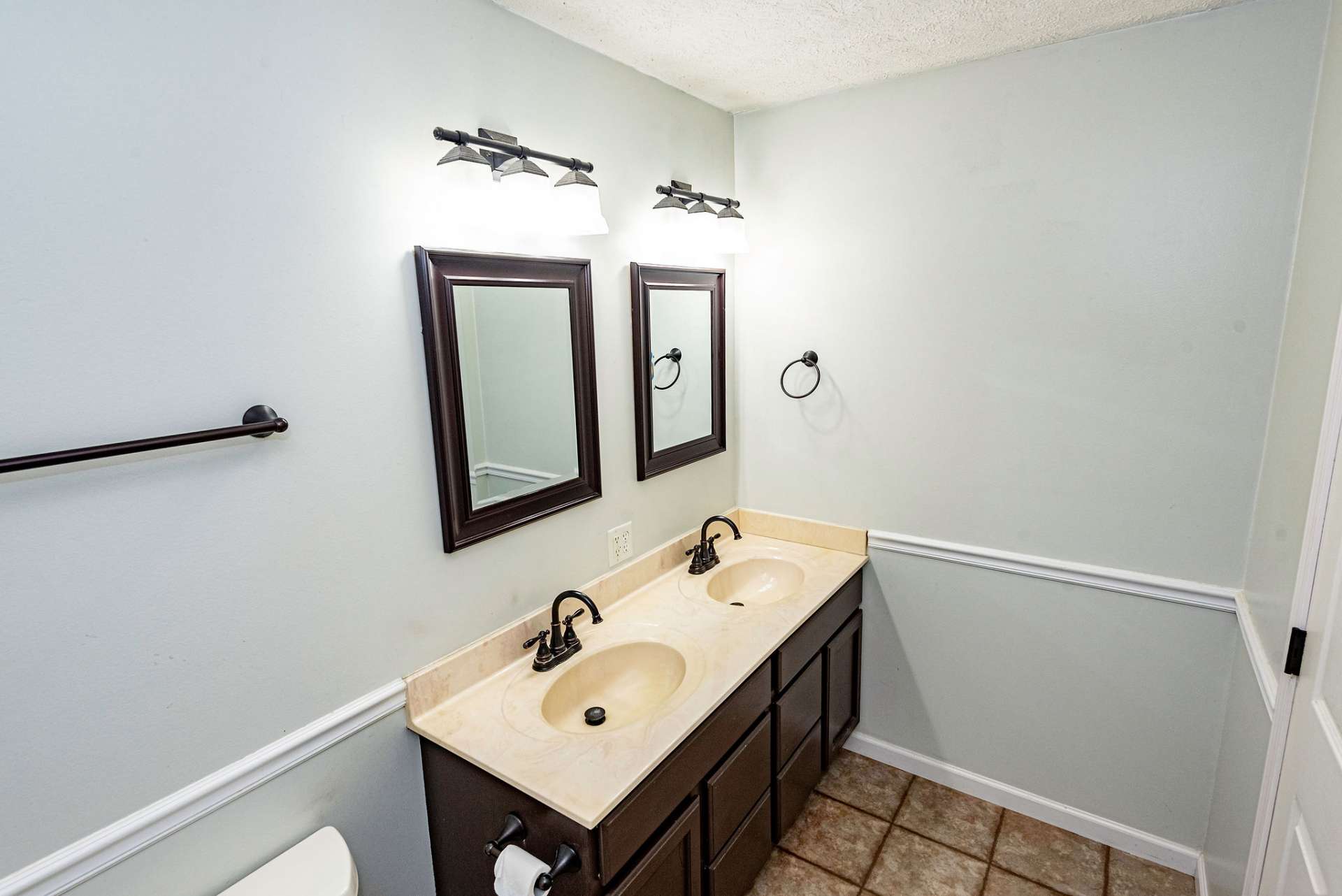 Master bath with double sinks and mirrors....no need to share.