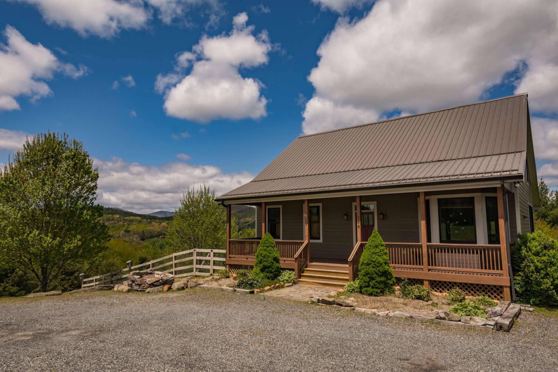 Plenty of parking space in front of the house.  A covered front porch welcomes you and your guests.