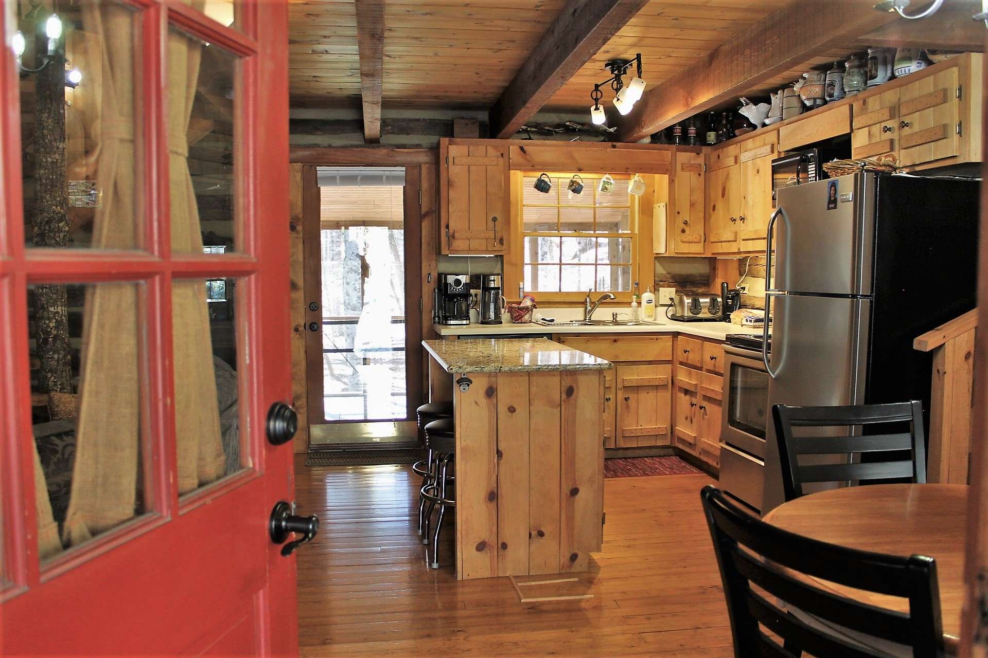 Step inside and appreciate the rustic details mixed with modern conveniences.