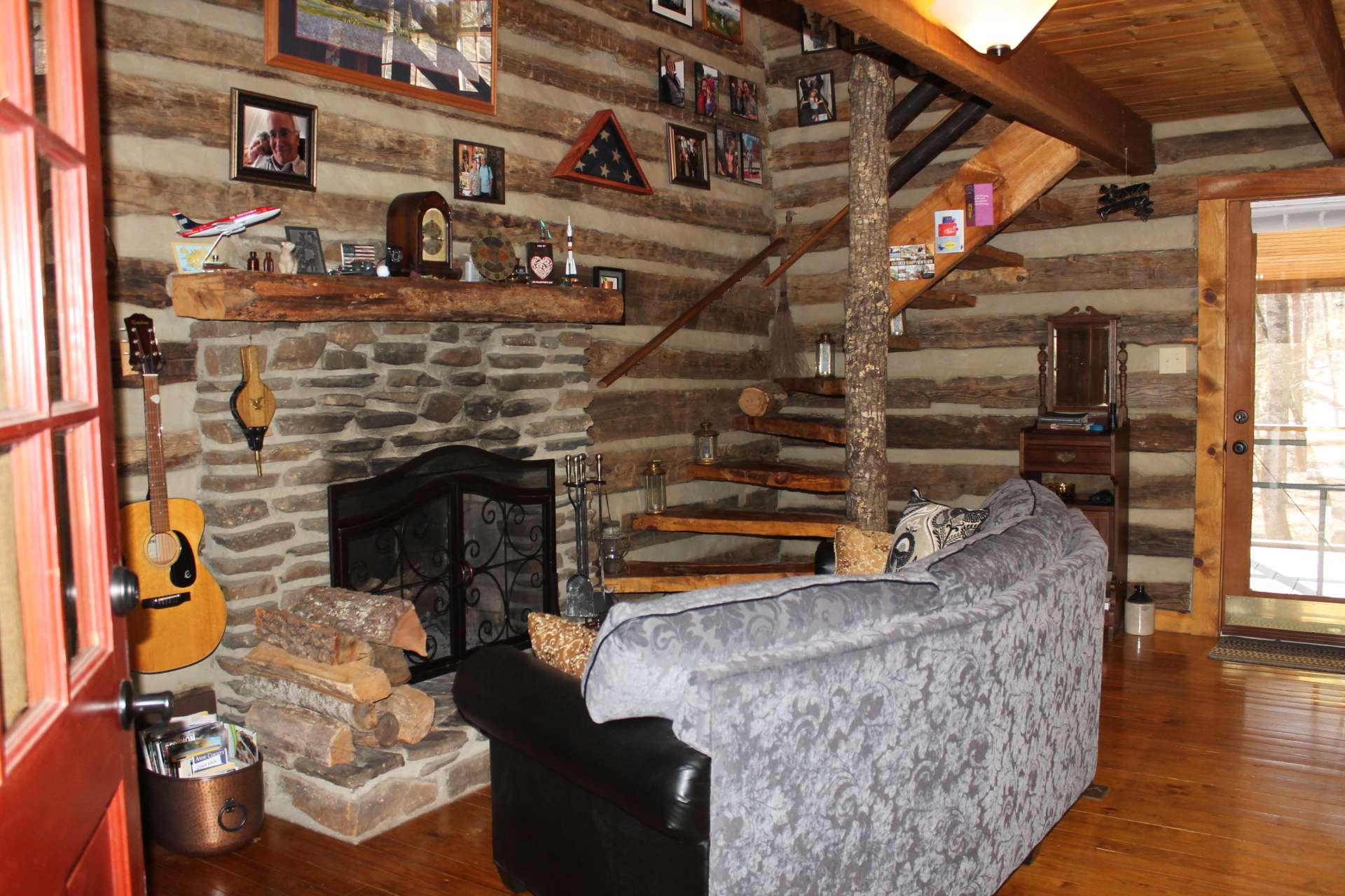 This cozy spot in front of the fireplace is so inviting - perfect for warming up after a day on the slopes.