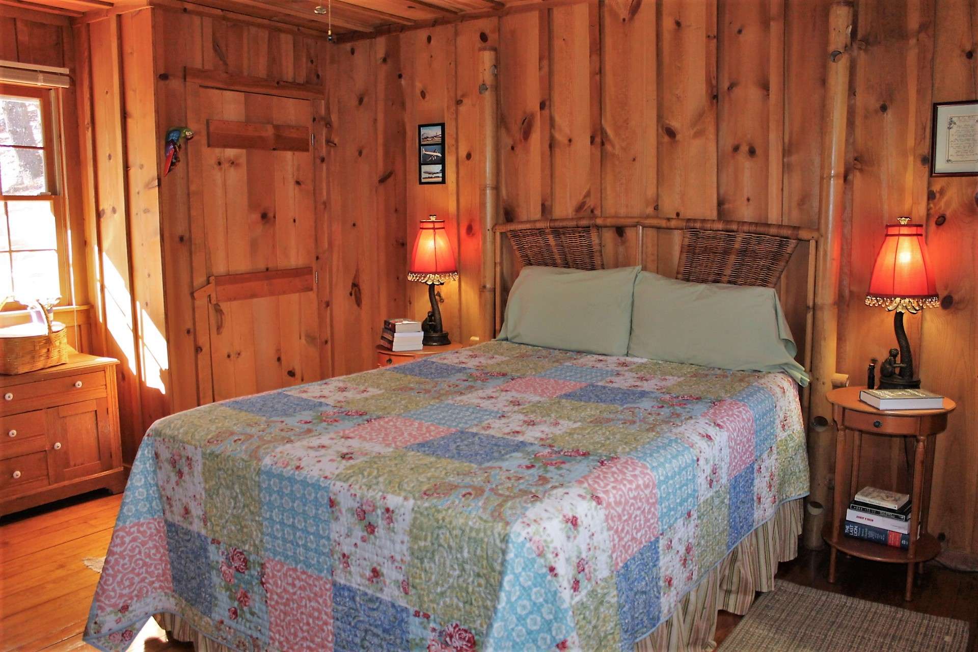 Spacious guest bedroom with two closets.