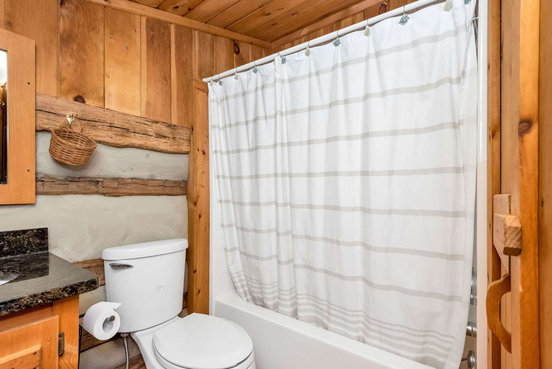 This bath is complete with combination tub-shower.