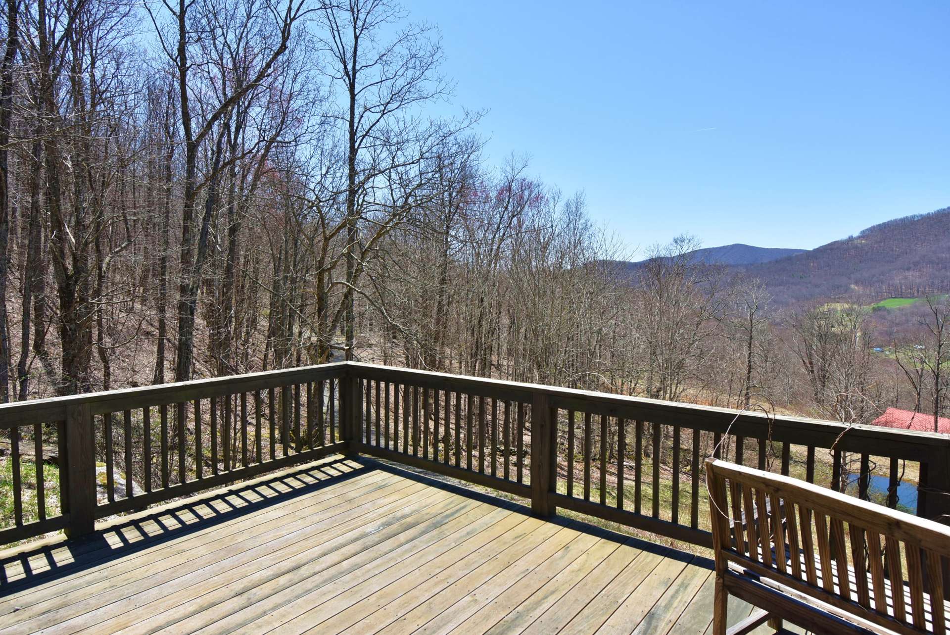 Relax on the wide open deck and enjoy the privacy, the views of ponds, pasture, and mountains, while the sounds of Nature are all around you. Or...