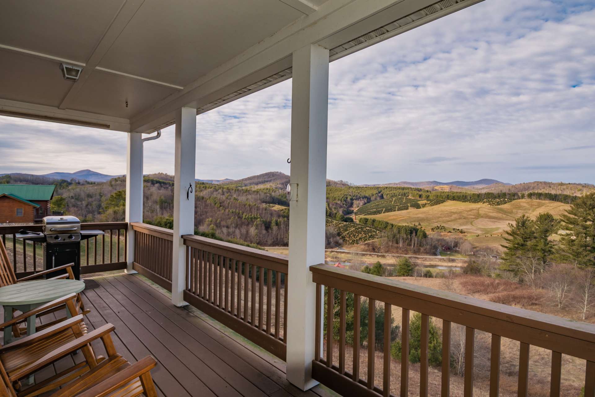 Entertain family and friends or simply relax on the covered back porch and enjoy both mountain and river views.