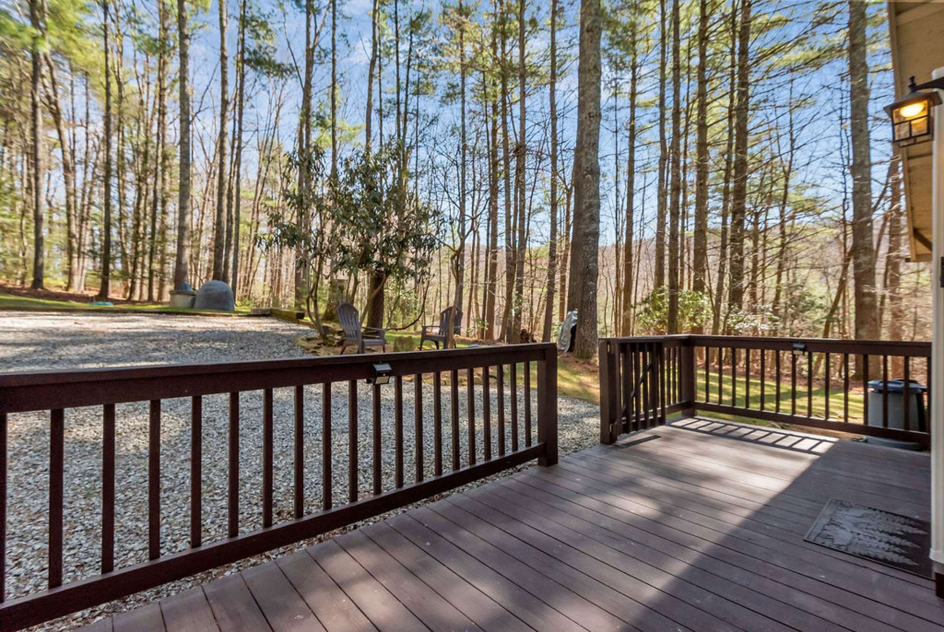 This deck offers easy access from the driveway to the entry of the home.