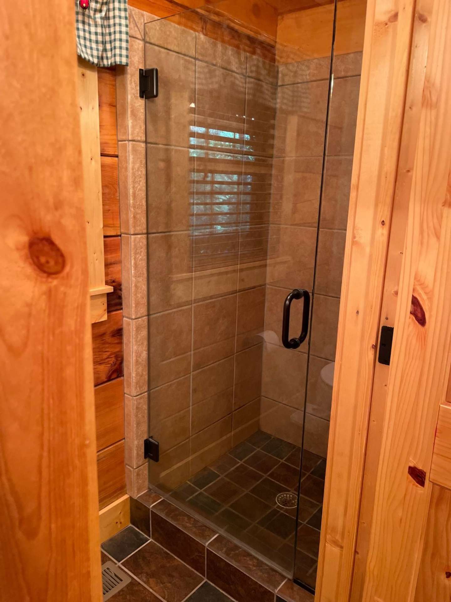 Separate walk-in tiled shower.