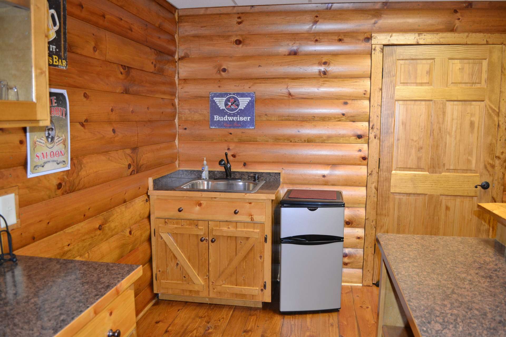 ...a sink and mini-fridge.