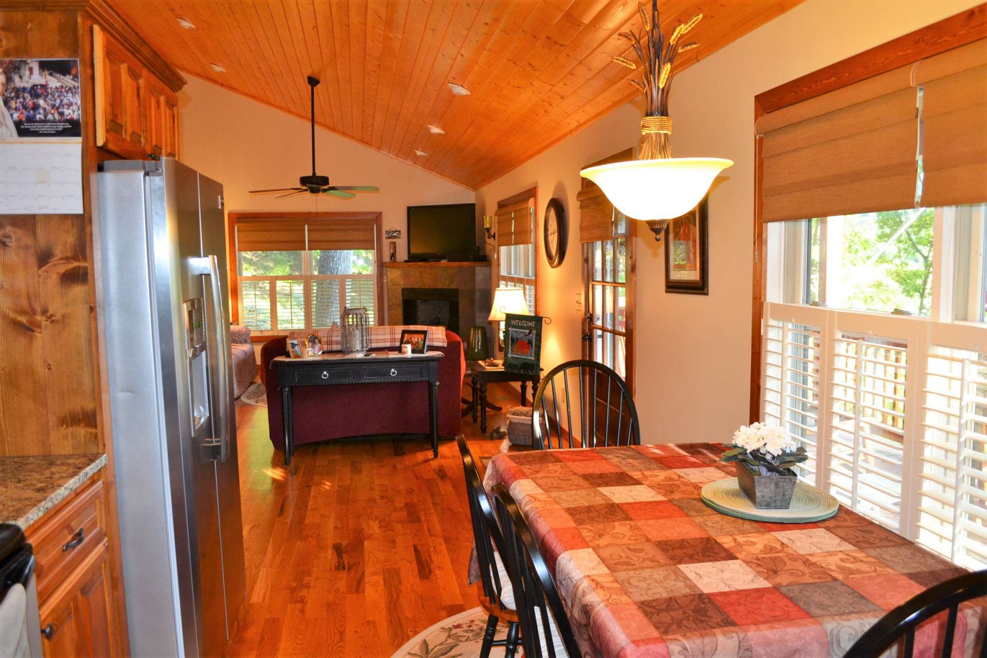 The kitchen and dining area is open to the living area.