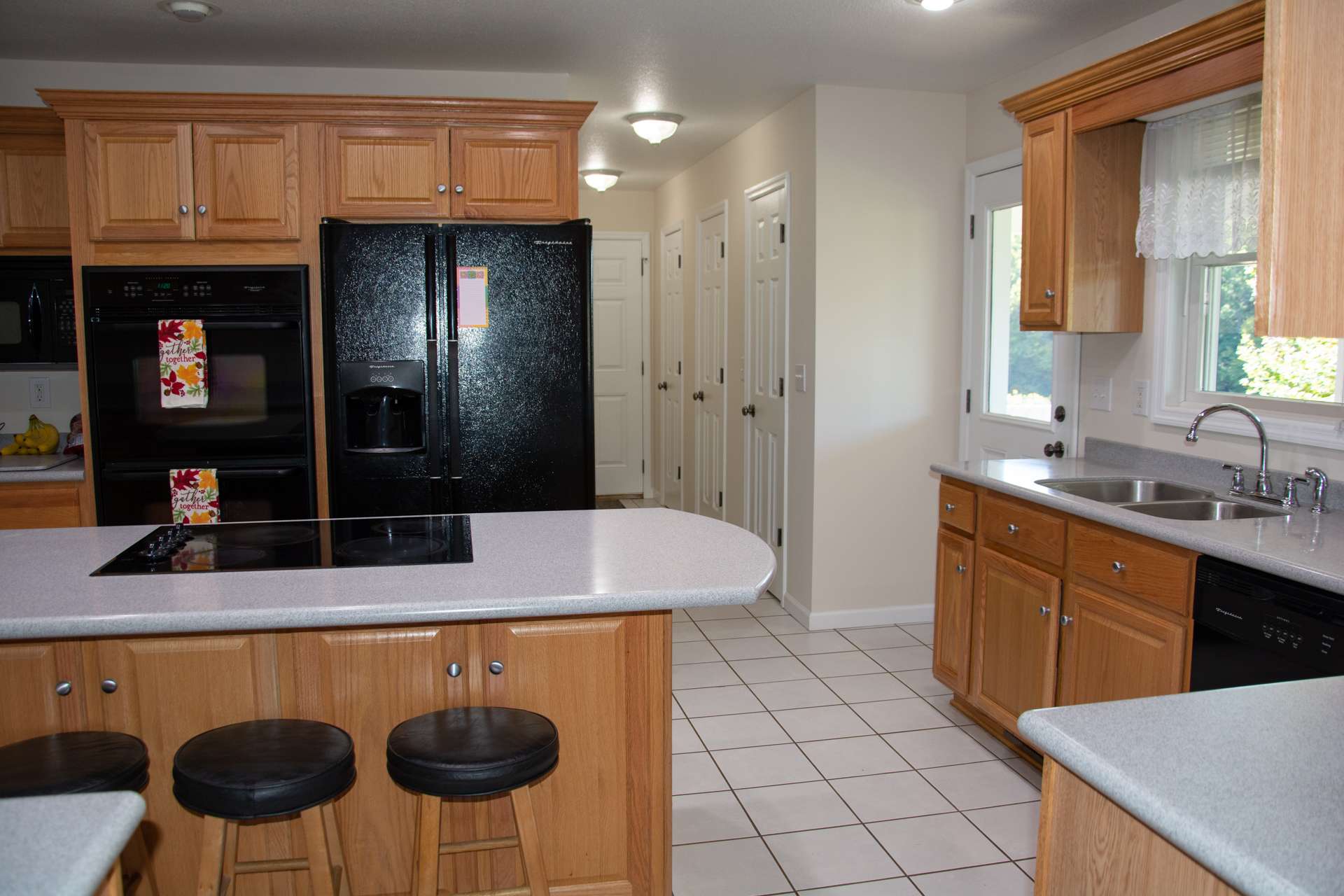 No need to worry about pantry space... this one features three doors and 12 Lazy Susans. Plenty of room to stock up!