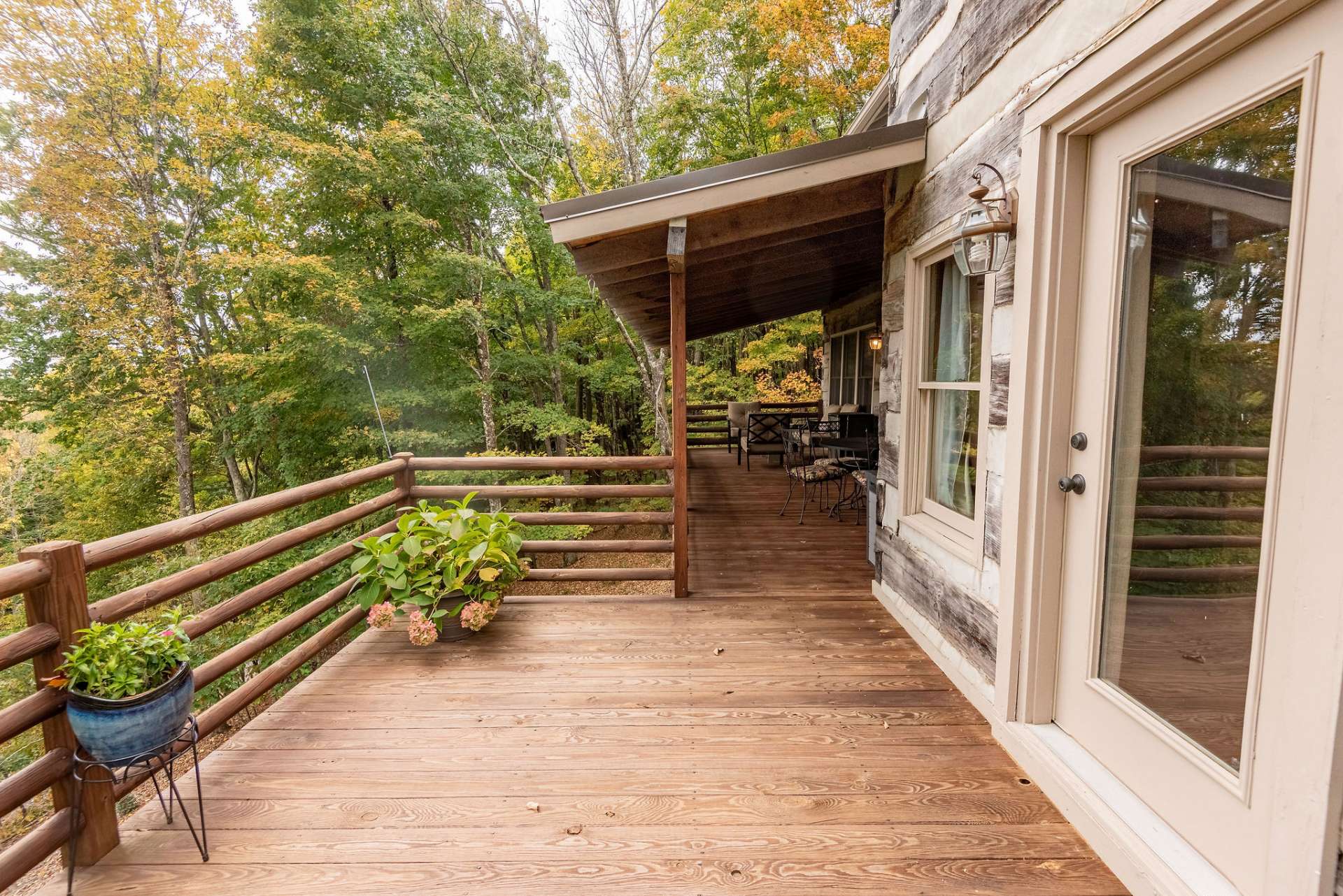 Master deck is open to the sky and a great place for flowers; up high and away from our furry friends.