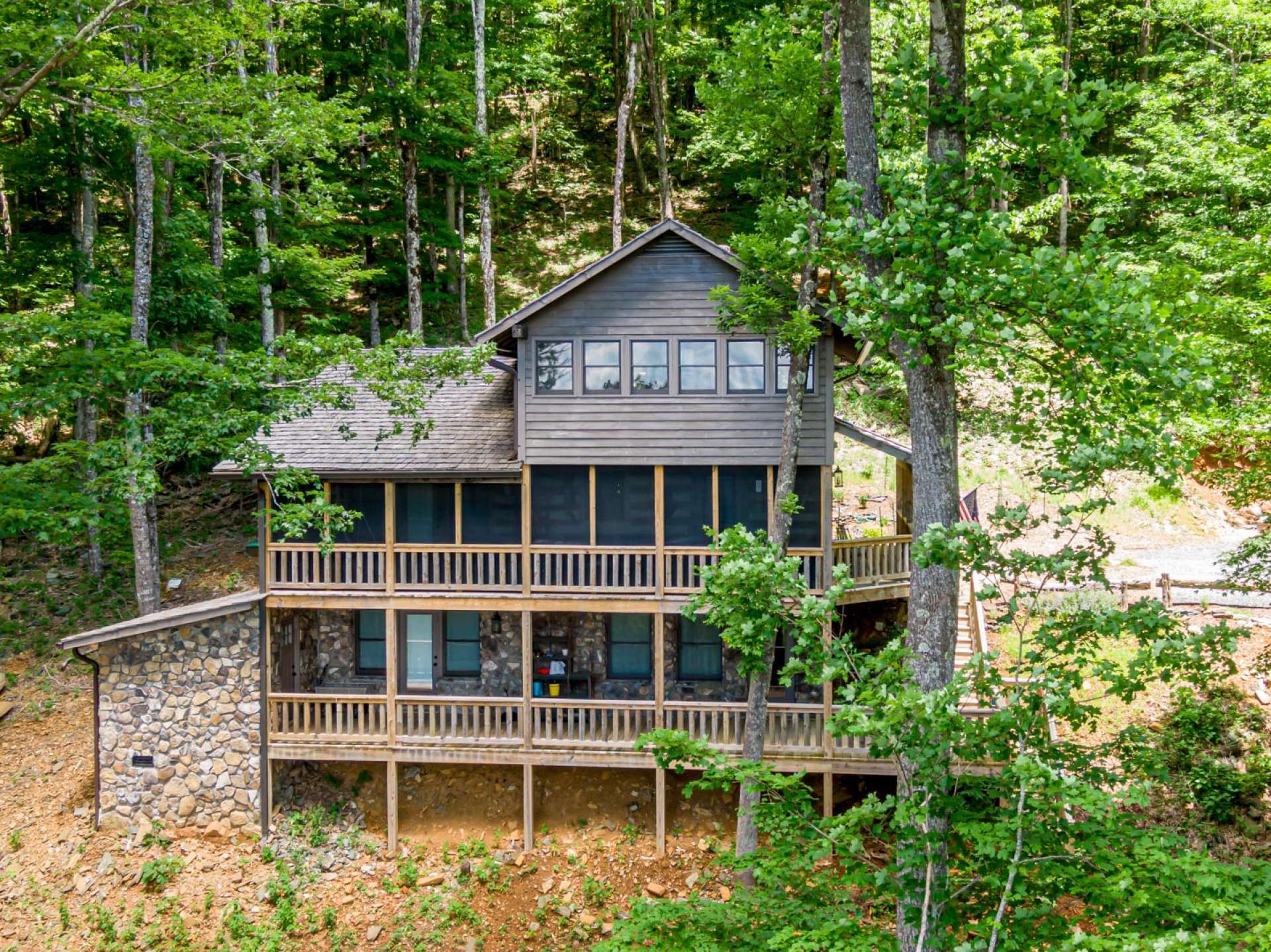 Three levels to enjoy  private mountain living at its finest.