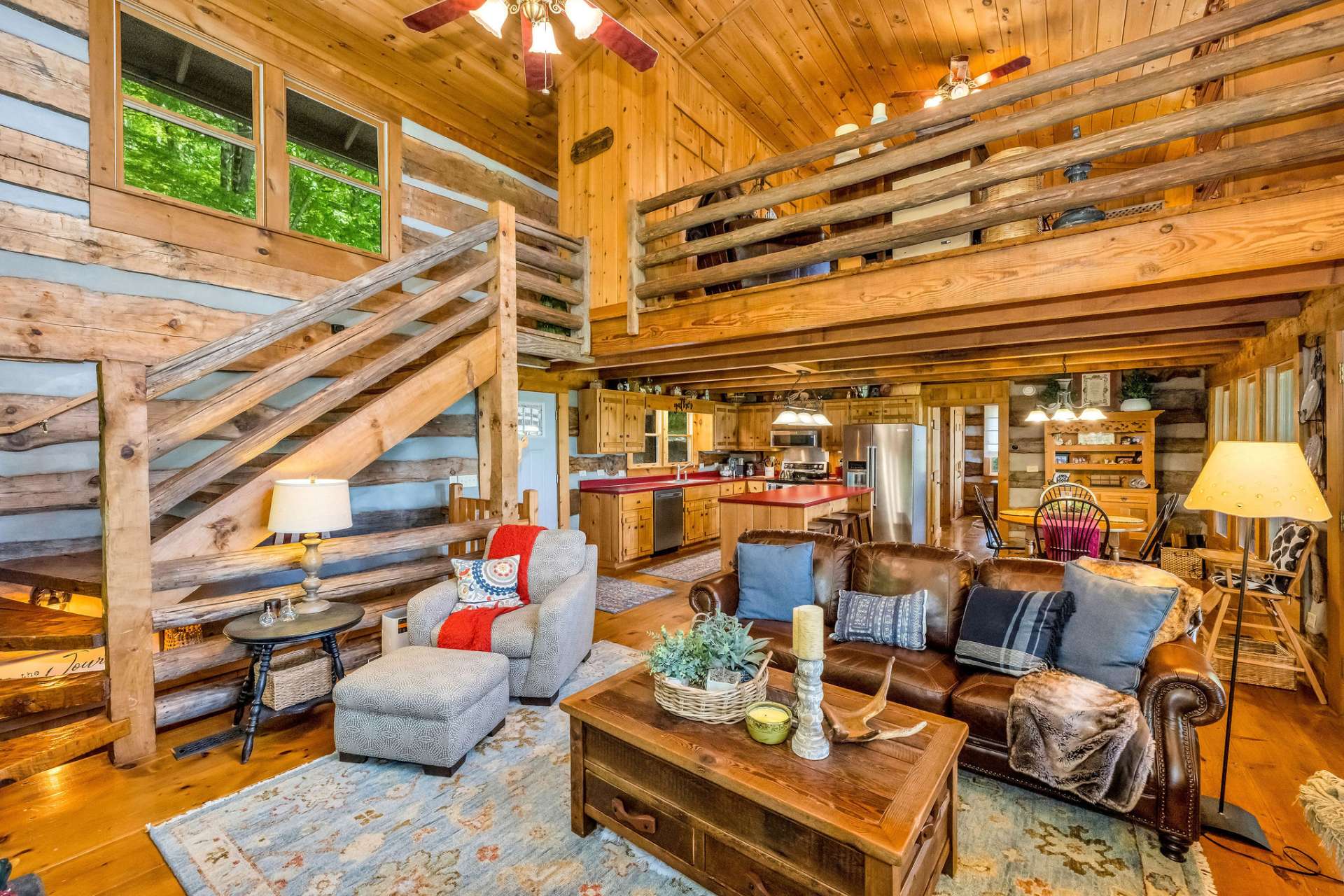 Crafted with massive repurposed logs that carry generations of history.