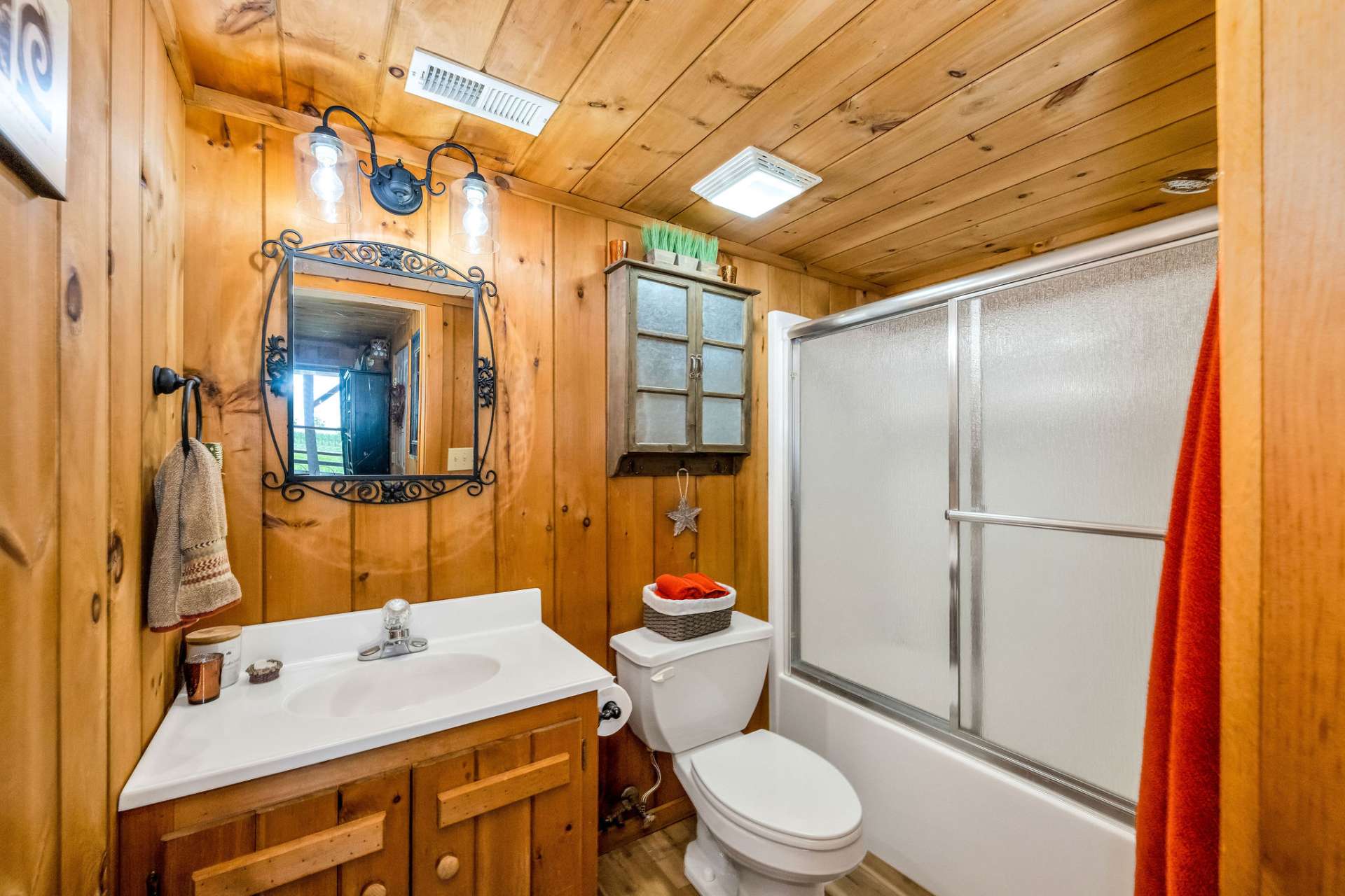 Even the lower level offers a full guest bath.
