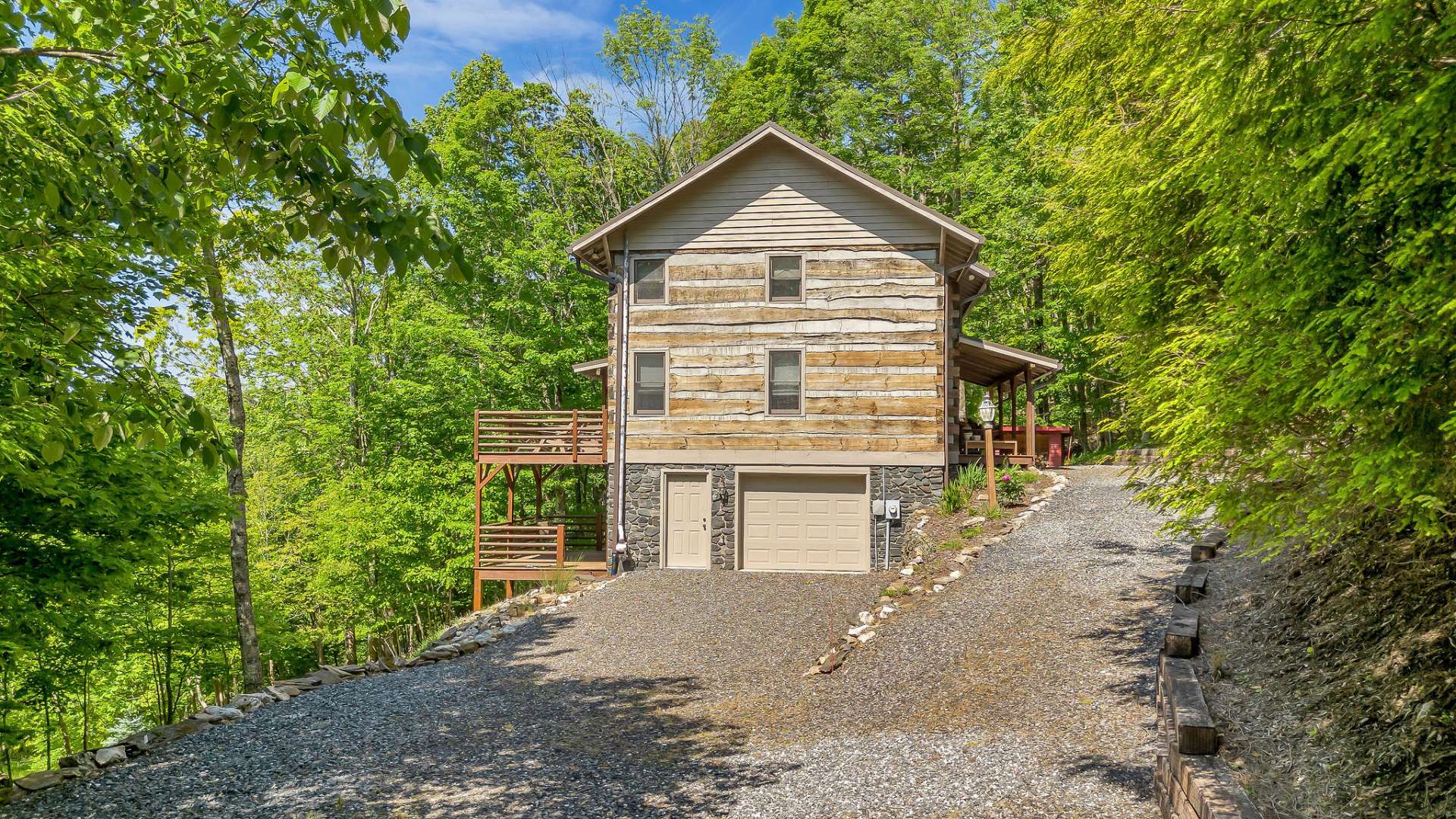 This cabin features a one-car garage and ample parking for your guests.