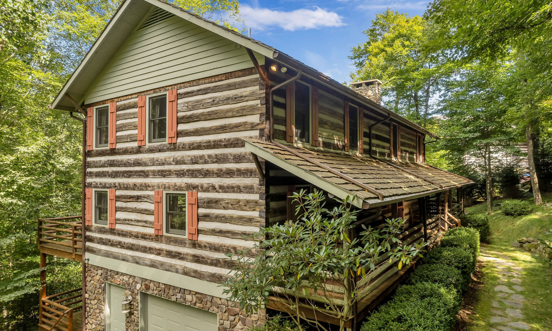 Escape to your own antique log mountain lodge.