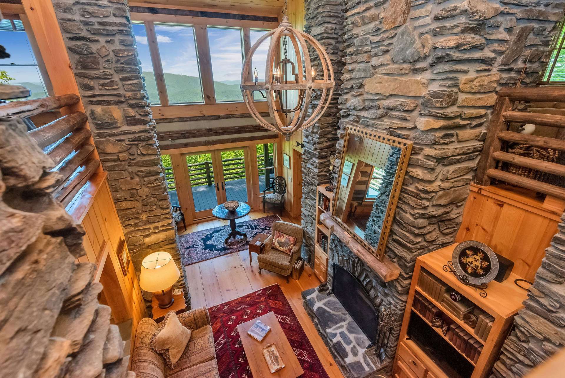 The craftsmanship and stonework in this distinctive Stonebridge cabin are a work of art.
