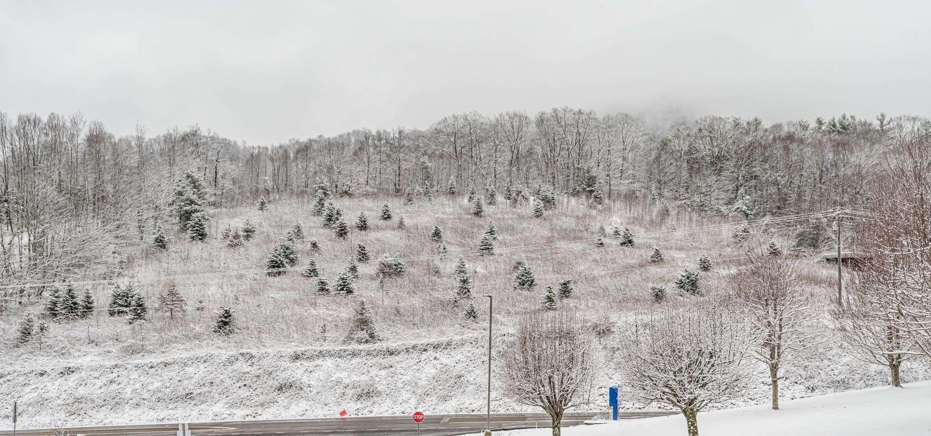 A beautiful winter wonderland for your new NC Mountain cabin or  full time home and located just across the road from Blue Ridge Elementary School.  This is the view from the school.