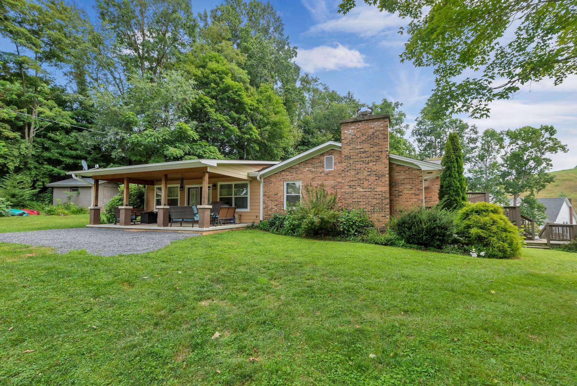 Peaceful setting and large covered porch to enjoy the scenery