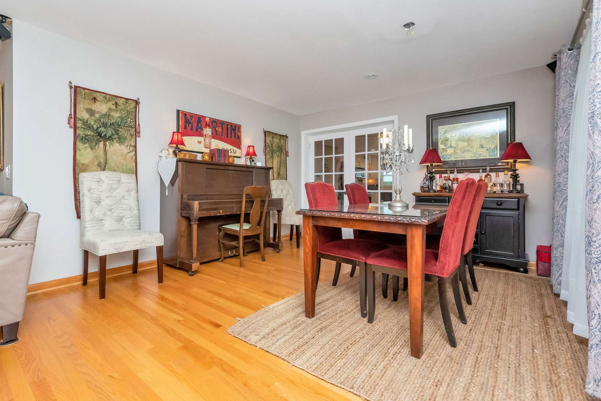 The formal dining area is perfect for entertaining or an intimate dinner for two.