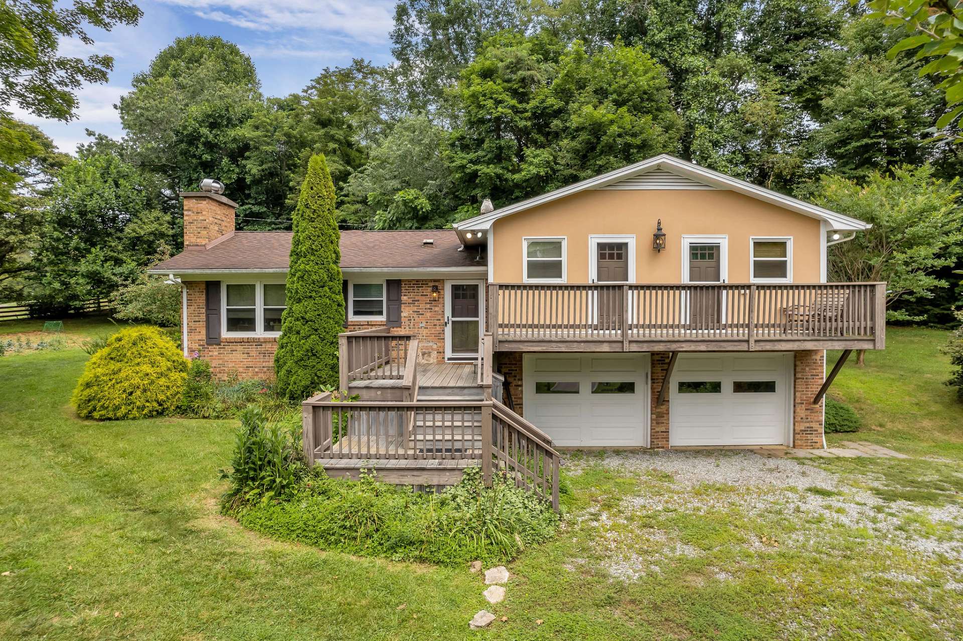 Two car garage and plenty of parking space