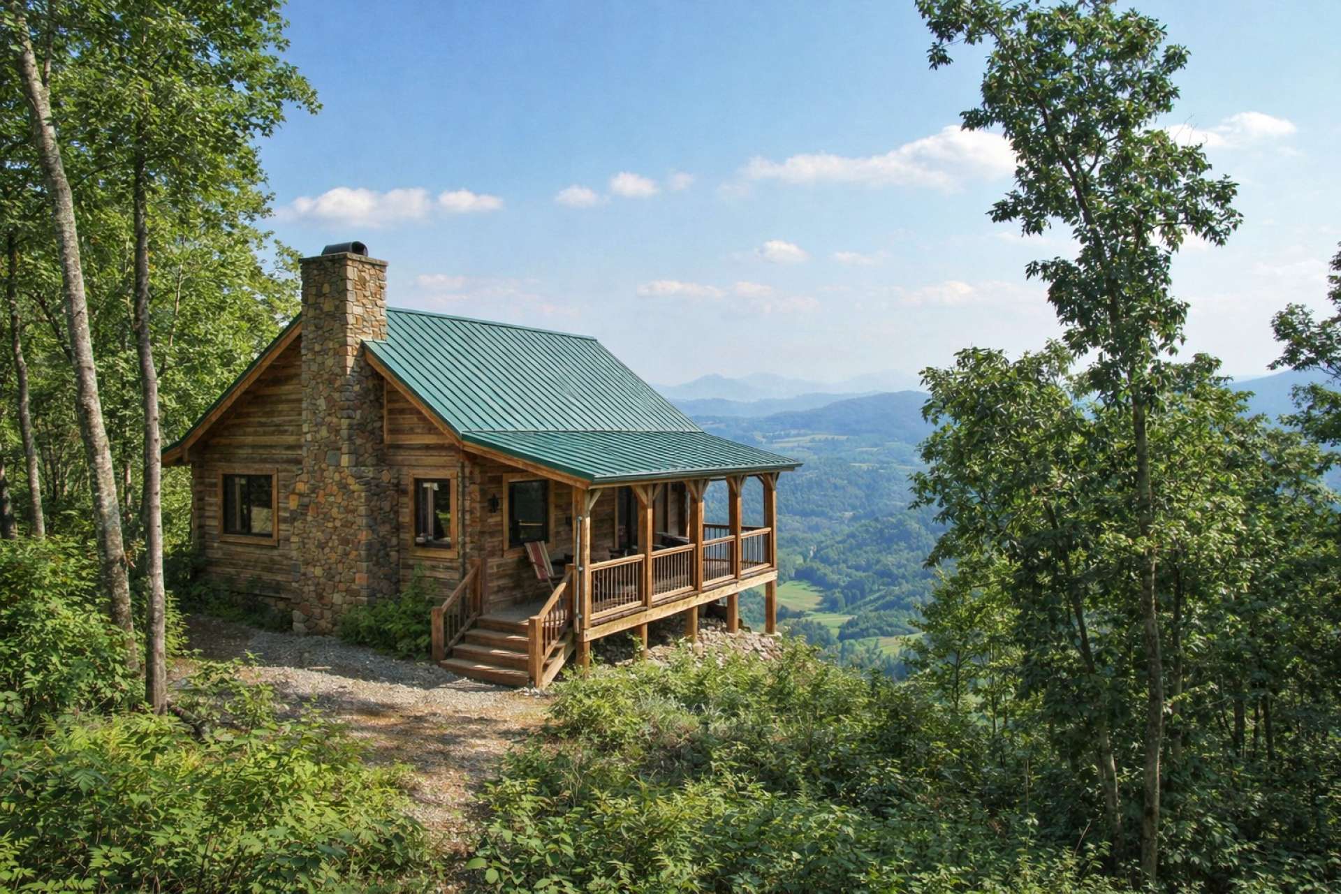 This virtual-generated photo gives you an idea of what a mountain cabin might look like on lot 9.